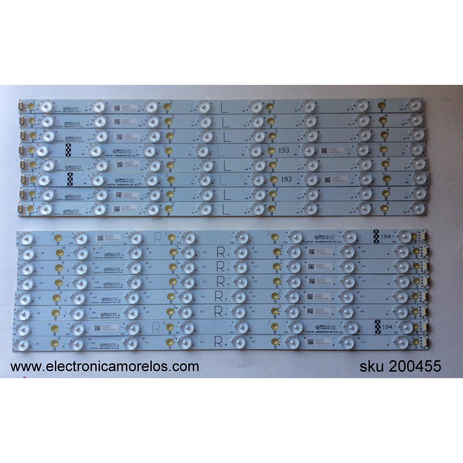 KIT DE LED PARA TV / TPT500DK-QS1 REV:SC1E / LBM500P0204-AH-3 (L)(R) / MODELO P502UI-B1E LTY6RKBQ